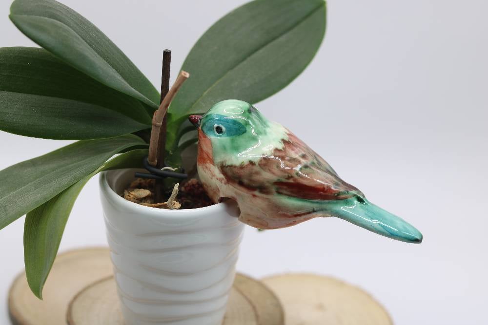 Handmade Ceramic Chickadee Bird Pot Hangers from Provence - Cera d'Art Garden Decor