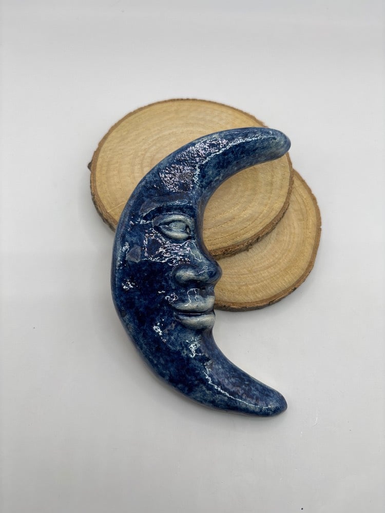 4.5" Handmade Ceramic Moon from Provence - Cera d'Art French Artisan Garden Decor